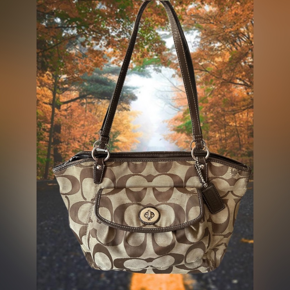 COACH Leah Signature Tote Bag - Khaki/Brown No. D1077-F14659